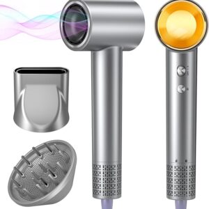 Hair Dryer, 150,000 RPM Brushless Motor, Ultra-Fast Drying with 3 Heat Settings & LED Lights, Salon, Travel Use