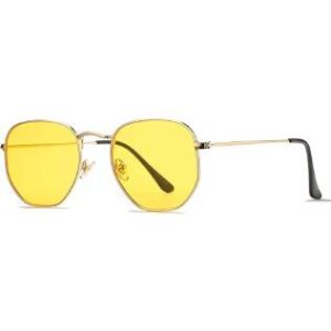 Small Polarized Sunglasses Women Men Trendy Hexagonal Metal Frame Mirrored Lens UV Protection